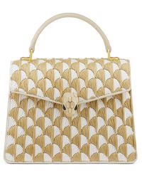BVLGARI - Medium Raffia Serpenti Forever Top-Handle Bag - Lyst