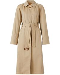 Burberry Gabardine Belted Car Coat - Yellow