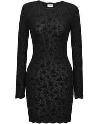 Saint Laurent - Knitted Floral Mini Dress - Lyst