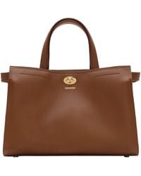 Burberry - Small Leather Cotswolds Check Tote Bag - Lyst