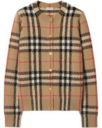 Burberry - Cashmere-Wool Check Cardigan - Lyst