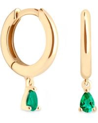 Astrid & Miyu - And Emerald Pear Huggie Hoop Earrings - Lyst