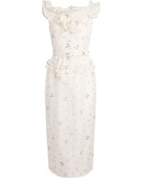 Alessandra Rich - Off-The-Shoulder Floral Midi Dress - Lyst