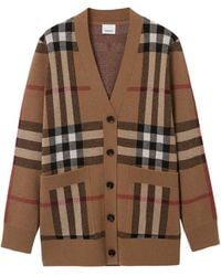Burberry - Wool-Cashmere Check Cardigan - Lyst