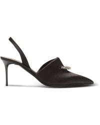Balmain - Satin Pierced Slingback Heeled Mules 75 - Lyst