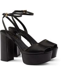 Prada - Nappa Leather Platform Sandals 115 - Lyst