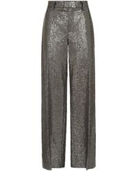 Brunello Cucinelli - Virgin Wool Sequin Wide-Leg Trousers - Lyst