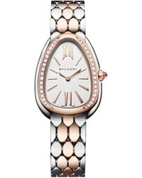 BVLGARI - Rose, Stainless Steel And Diamond Serpenti Seduttori Watch 33Mm - Lyst