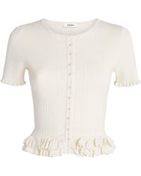 Sandro - Knit Ruffled Slim Cardigan - Lyst