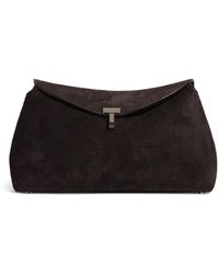 TOTEME - Suede T-Lock Clutch Bag - Lyst