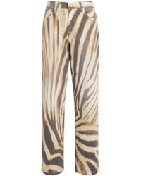 7 For All Mankind - Zebra Print Stovepipe Straight Jeans - Lyst