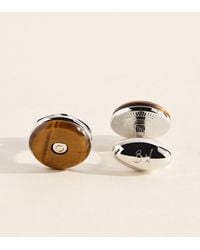 Babette Wasserman - Rhodium-Plated Tiger's Eye Tourbillon Cufflinks - Lyst