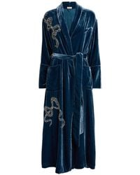 Olivia Von Halle - Velvet-silk Embellished Capability Robe - Lyst