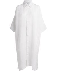 Eskandar - Linen-Blend Stripe Midi Shirt Dress - Lyst
