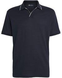 Paul & Shark - Silk-Cotton Open-Collar Polo Shirt - Lyst