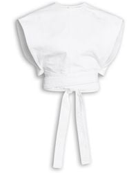 Alaïa - Denim Belted Crop Top - Lyst