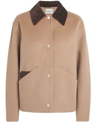 Claudie Pierlot - Wool-Blend Corduroy-Trim Coat - Lyst