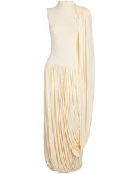 Abadia - High-Neck Draped Midi Dress - Lyst