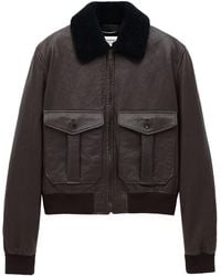 Saint Laurent - Shearling-Collar Leather Jacket - Lyst