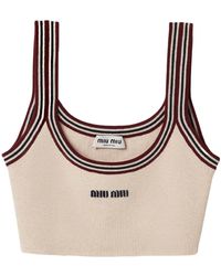 Miu Miu - Cashmere Logo Crop Top - Lyst