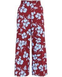 Weekend by Maxmara - Cropped Floral Straight Trousers - Lyst