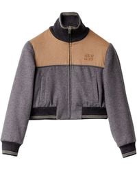 Miu Miu - Wool-Cashmere Bomber Jacket - Lyst