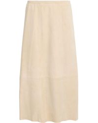 Vince - Suede Midi Skirt - Lyst