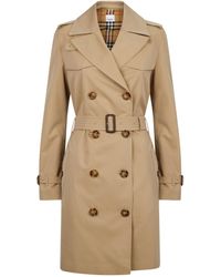 Burberry Gabardine Belted Trench Coat - Yellow