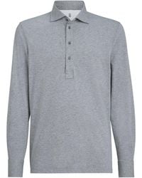 Brunello Cucinelli - Cotton Long-Sleeve Polo Shirt - Lyst