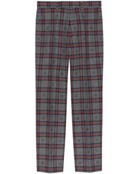 Gucci - Wool G Check Straight Trousers - Lyst