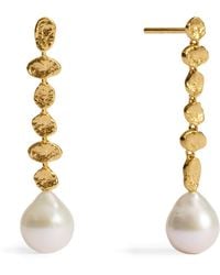 Monica Vinader - Vermeil And Pearl Capri Drop Earrings - Lyst