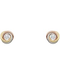 Cartier - Mixed And Diamond Trinity Stud Earrings - Lyst