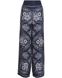 Maje - Satin Floral Wide-Leg Trousers - Lyst