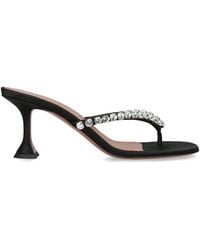 AMINA MUADDI - Satin Crystal-Embellished Gigi Heeled Sandals 70 - Lyst