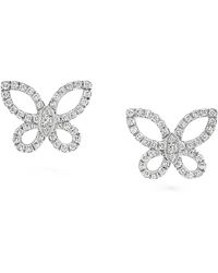 Graff - Mini White Gold And Diamond Butterfly Earrings - Lyst