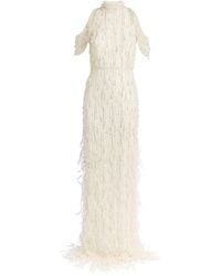 Pamella Roland - Feather-Trim Embellished Gown - Lyst