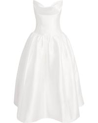 Self-Portrait - Taffeta Strapless Midi Dress - Lyst