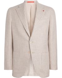 Isaia - Linen-Wool-Silk Check Blazer - Lyst