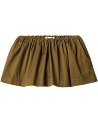 Miu Miu - Cotton Satin Flared Mini Skirt - Lyst