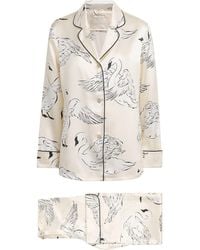 Olivia Von Halle - Silk Lila Blanca Swan Pyjamas - Lyst