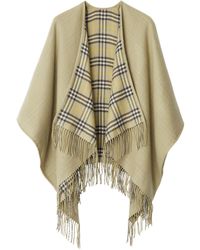 Burberry - Wool Reversible Check Cape - Lyst