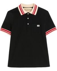 Valentino - Cotton Short-sleeved Polo Shirt Polo Shirts Black - Lyst