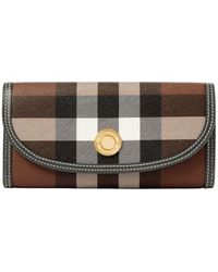 Burberry - Leather Check Continental Wallet - Lyst