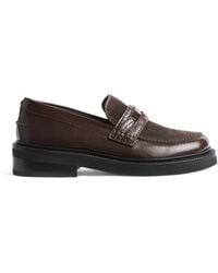 Maje - Leather-Suede Penny Loafers - Lyst