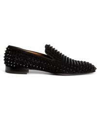 Christian Louboutin - Dandelion Spikes Flat Veau Velour Loafers - Lyst