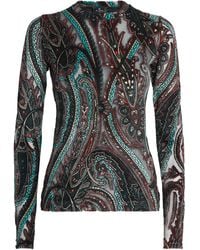 Etro - Appliqué-Mesh Top - Lyst