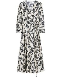 Max Mara - Cotton Poplin Printed Midi Dress - Lyst