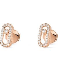 Messika - Rose Gold And Diamond Move Uno Stud Earrings - Lyst