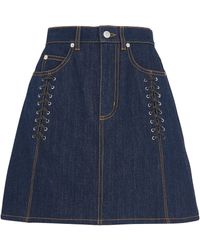 Alexander McQueen - Denim Lace-detail Mini Skirt - Lyst