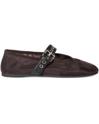 Miu Miu - Mesh Leather-Strap Ballet Flats - Lyst